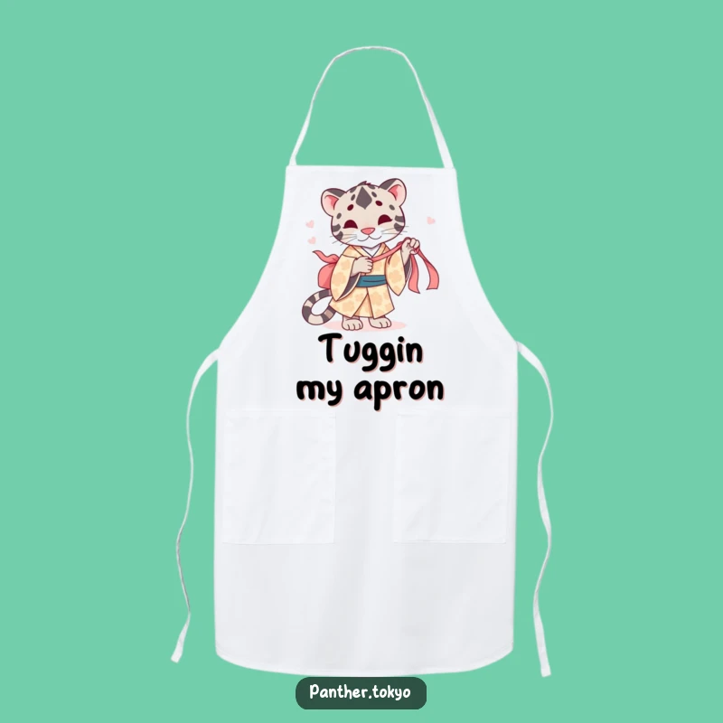 Funny Panther Apron - Playful Kimono Ribbon Cooking Gift