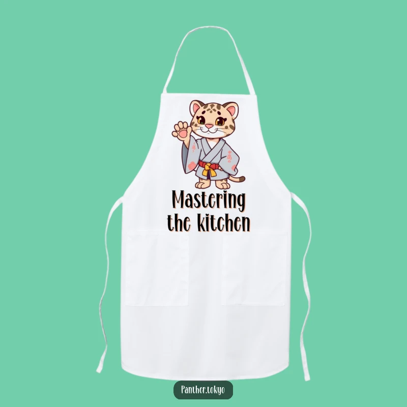 Funny Proud Panther Kimono Apron: Ceremonial Chef, Elegant Kitchen Gift