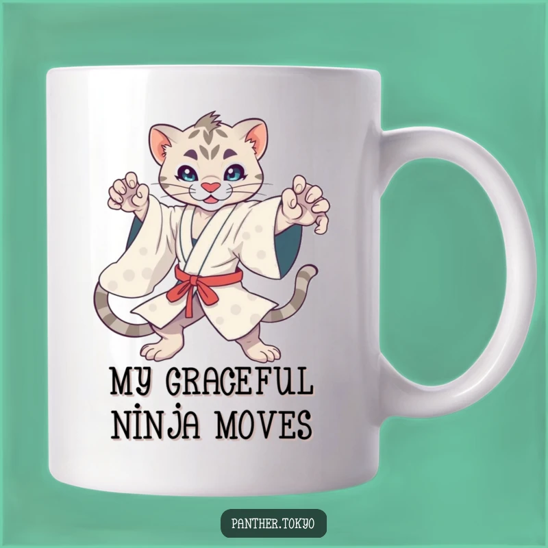 Funny Kawaii Panther Kimono Mug: Dynamic Action Pose, Perfect Cute Gift