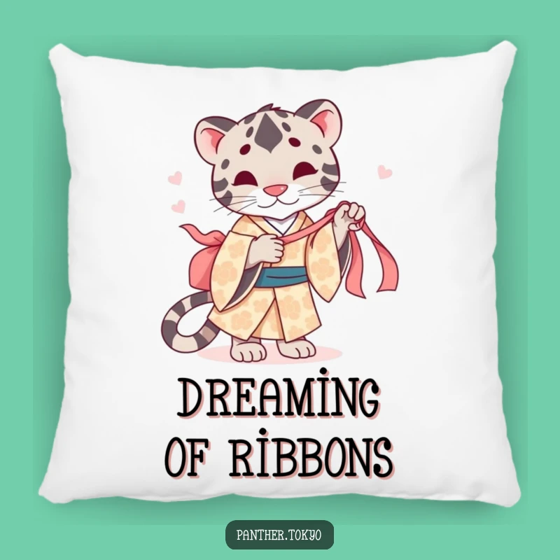 Funny Panther Pillow - Playful Kimono Cat Cushion Gift