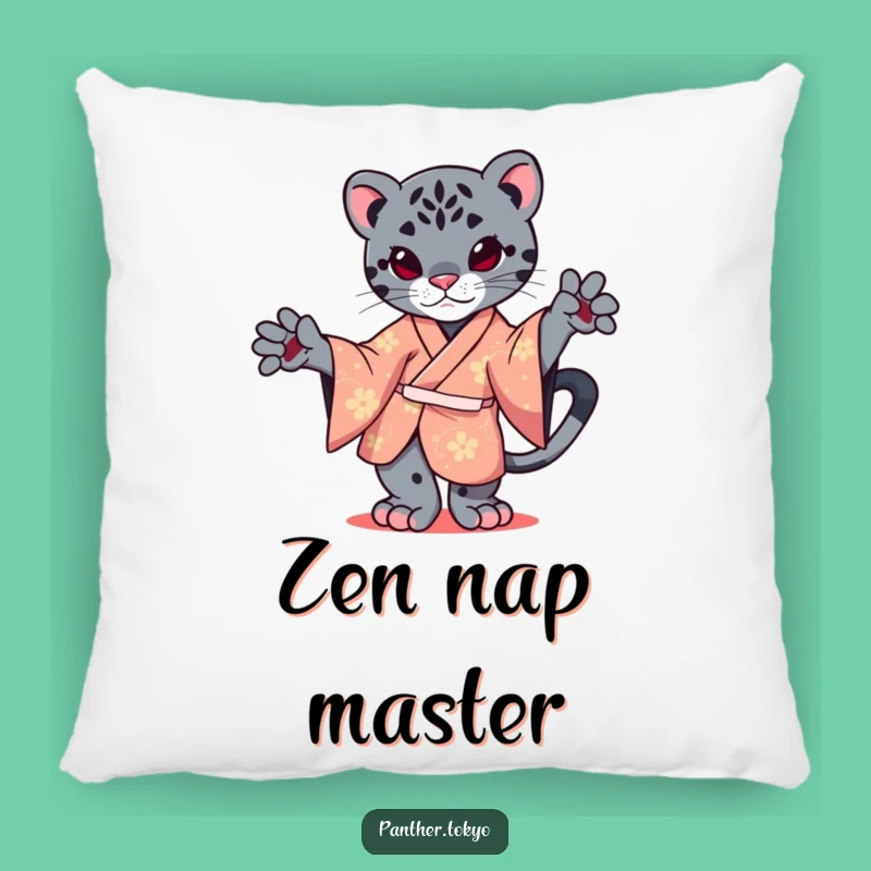 Funny Kawaii Panther Pillow - Graceful Kimono Cat Cushion Gift