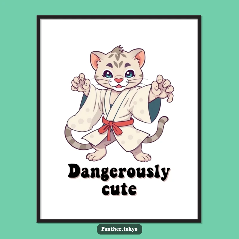 Funny Kawaii Panther Kimono Poster: Dynamic Pose Art, Hilarious Wall Gift