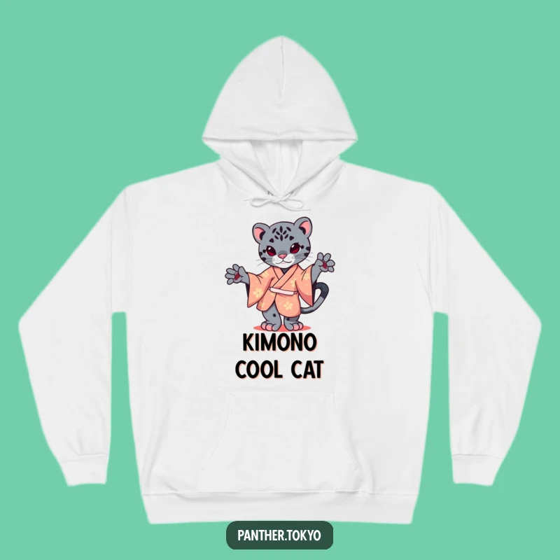 Funny Kawaii Panther Kimono Hoodie - Cozy Graceful Cat Sweatshirt Gift