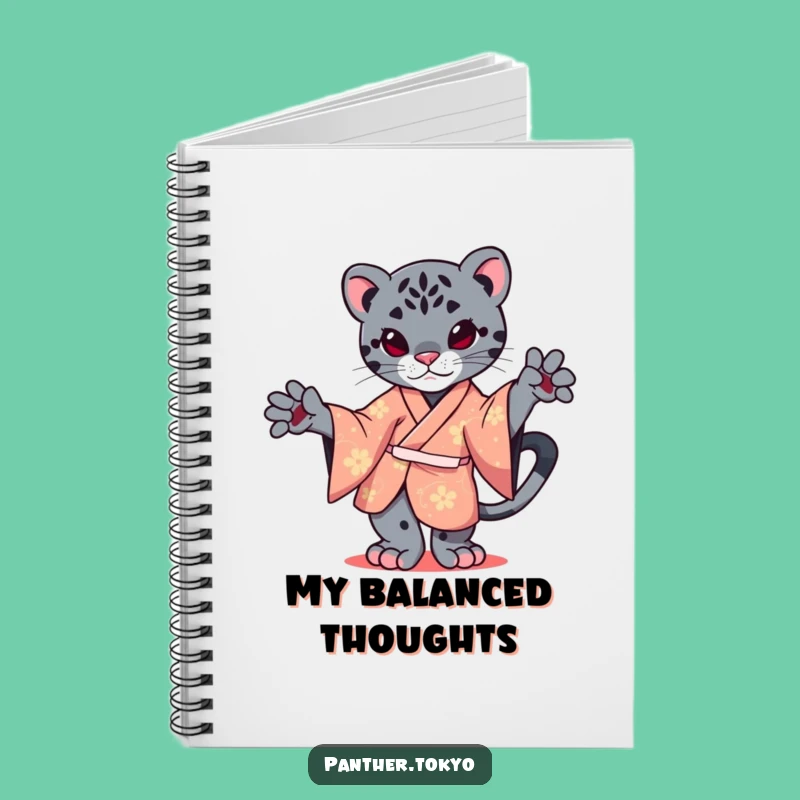 Funny Kawaii Panther Notebook - Graceful Kimono Cat Journal Gift
