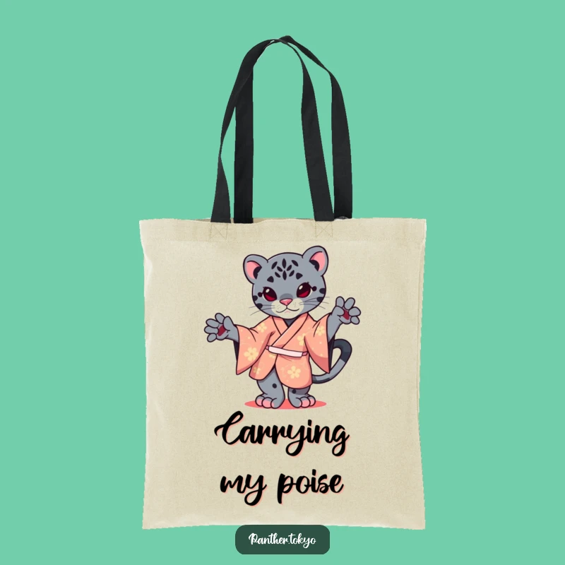 Funny Kawaii Panther Kimono Tote Bag - Graceful Cat Shopping Bag Gift